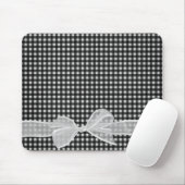 White Sheer Bow on Gingham Muismat (Met muis)