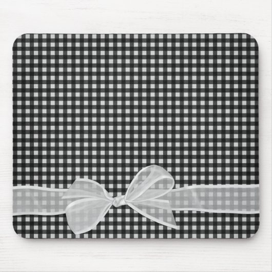 White Sheer Bow on Gingham Muismat (Voorkant)