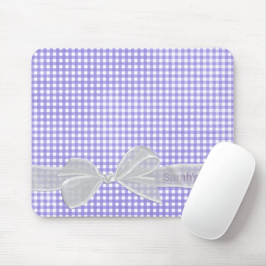 White Sheer Bow on Gingham Muismat (Met muis)