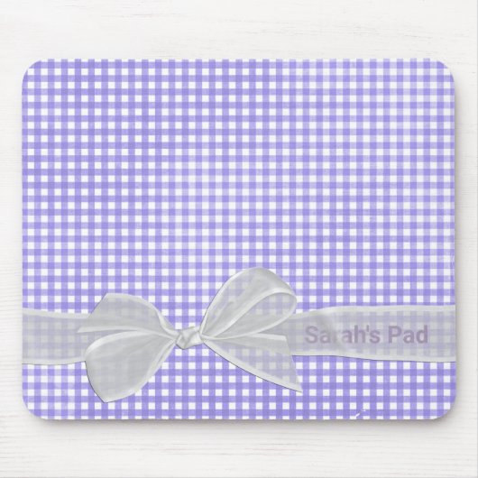 White Sheer Bow on Gingham Muismat (Voorkant)