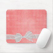 White Sheer Bow op Gingham Muismat (Met muis)