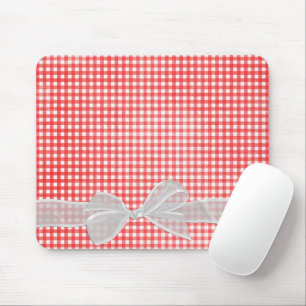 White Sheer Bow op Gingham Muismat