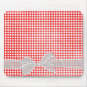 White Sheer Bow op Gingham Muismat (Voorkant)