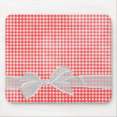 White Sheer Bow op Gingham Muismat (Voorkant)