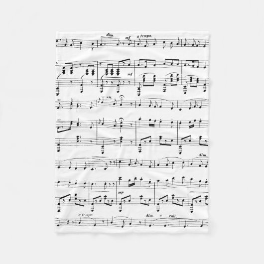 White Sheet Music Fleece Deken (Voorkant)