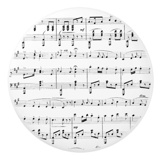 White Sheet Music Keramische Knop (Voorkant)