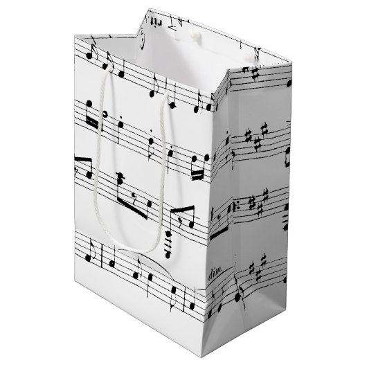 White Sheet Music Medium Cadeauzakje (Voorkant Gekanteld)