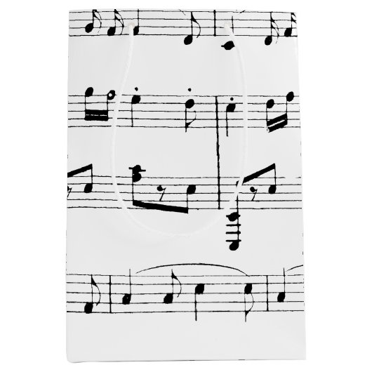 White Sheet Music Medium Cadeauzakje (Voorkant)
