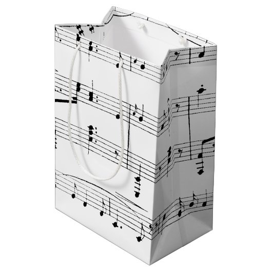 White Sheet Music Medium Cadeauzakje (Achterkant Gekanteld)