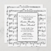 White Sheet Music Theme Weddenschap Kaart (Voorkant / Achterkant)
