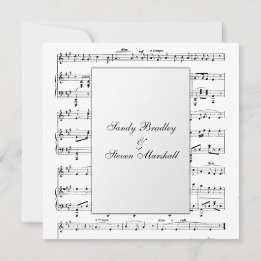 White Sheet Music Theme Weddenschap Kaart (Achterkant)