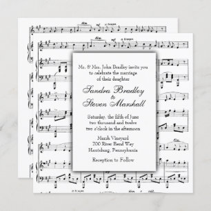 White Sheet Music Theme Weddenschap Kaart