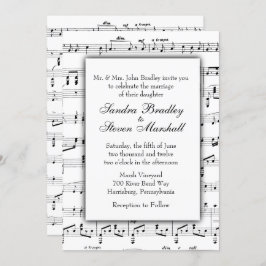 White Sheet Music Theme Weddenschap Kaart