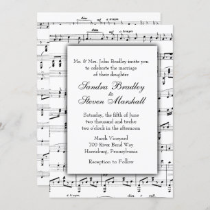 White Sheet Music Theme Weddenschap Kaart
