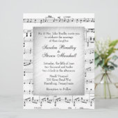 White Sheet Music Wedding Theme Uitnodiging (Staand voorkant)