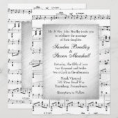 White Sheet Music Wedding Theme Uitnodiging (Voorkant / Achterkant)
