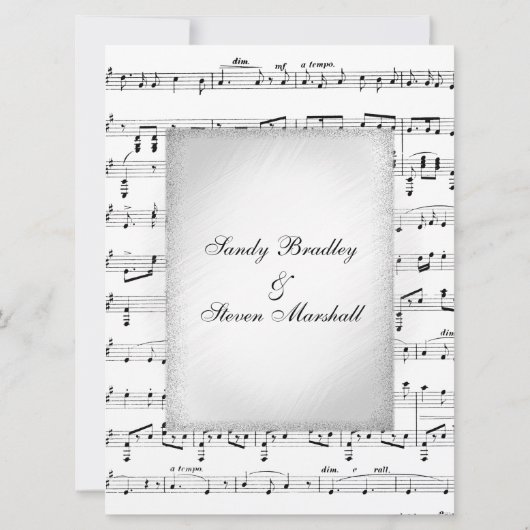 White Sheet Music Wedding Theme Uitnodiging (Achterkant)
