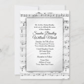 White Sheet Music Wedding Theme Uitnodiging (Voorkant)