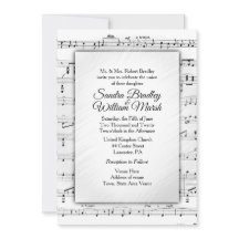 White Sheet Music Wedding Theme Uitnodiging