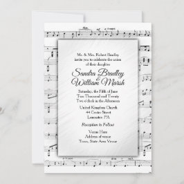 White Sheet Music Wedding Theme Uitnodiging
