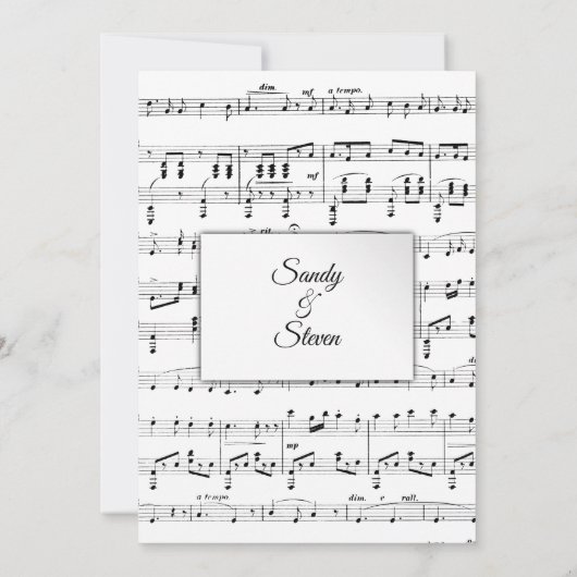 White Sheet Music Wedding Theme Uitnodiging (Achterkant)