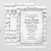 White Sheet Music Wedding Theme Uitnodiging (Voorkant / Achterkant)