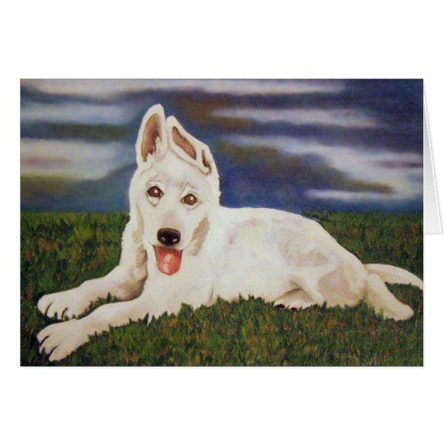 White Shepherd Dog Card (Voorkant Horizontaal)