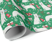White Shepherd Dog Kerstmis Cadeaupapier (Rol Hoek)