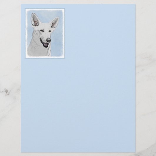White Shepherd Painting - Cute Original Dog Art (Voorkant)
