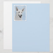 White Shepherd Painting - Cute Original Dog Art (Voorkant / Achterkant)