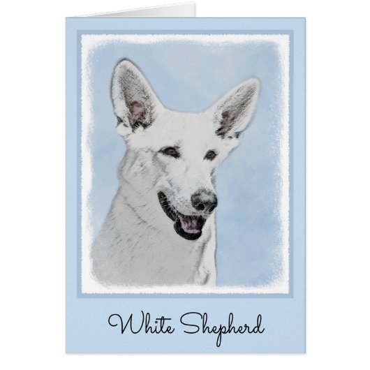 White Shepherd Painting - Cute Original Dog Art (Voorkant)