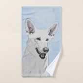 White Shepherd Painting - Cute Original Dog Art Bad Handdoek (Handdoek)