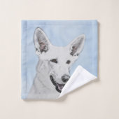 White Shepherd Painting - Cute Original Dog Art Bad Handdoek (Wasdoekje)