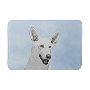 White Shepherd Painting - Cute Original Dog Art Badmat