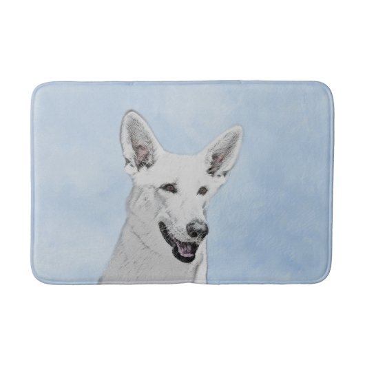 White Shepherd Painting - Cute Original Dog Art Badmat (Voorkant)