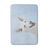 White Shepherd Painting - Cute Original Dog Art Badmat (Voorkant Verticaal)