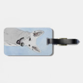 White Shepherd Painting - Cute Original Dog Art Bagagelabel (Achterkant horizontaal)
