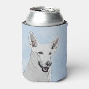 White Shepherd Painting - Cute Original Dog Art Blikjeskoeler