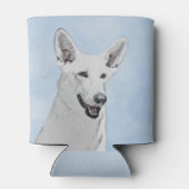 White Shepherd Painting - Cute Original Dog Art Blikjeskoeler (Achterkant)