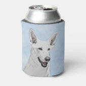White Shepherd Painting - Cute Original Dog Art Blikjeskoeler (Blikje Achterkant)