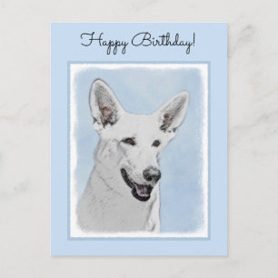 White Shepherd Painting - Cute Original Dog Art Briefkaart