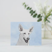 White Shepherd Painting - Cute Original Dog Art Briefkaart (Staand voorkant)