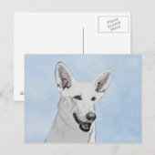 White Shepherd Painting - Cute Original Dog Art Briefkaart (Voorkant / Achterkant)