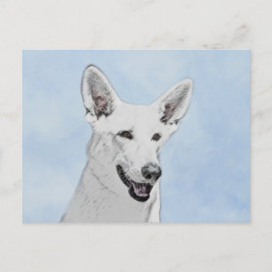 White Shepherd Painting - Cute Original Dog Art Briefkaart