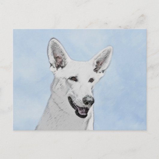 White Shepherd Painting - Cute Original Dog Art Briefkaart (Voorkant)