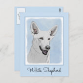 White Shepherd Painting - Cute Original Dog Art Briefkaart (Voorkant / Achterkant)