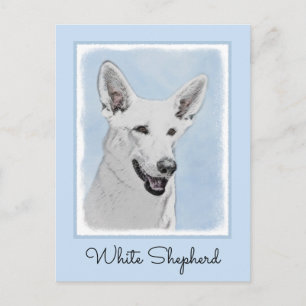 White Shepherd Painting - Cute Original Dog Art Briefkaart