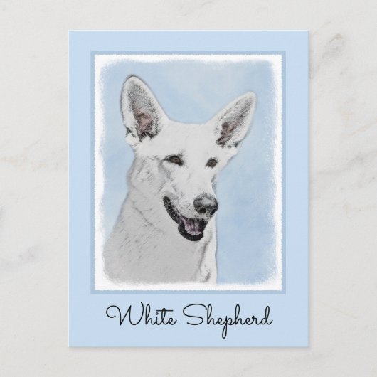 White Shepherd Painting - Cute Original Dog Art Briefkaart (Voorkant)