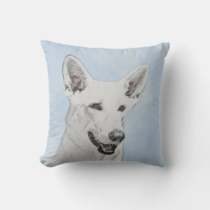 White Shepherd Painting - Cute Original Dog Art Buitenkussen