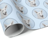 White Shepherd Painting - Cute Original Dog Art Cadeaupapier (Rol Hoek)